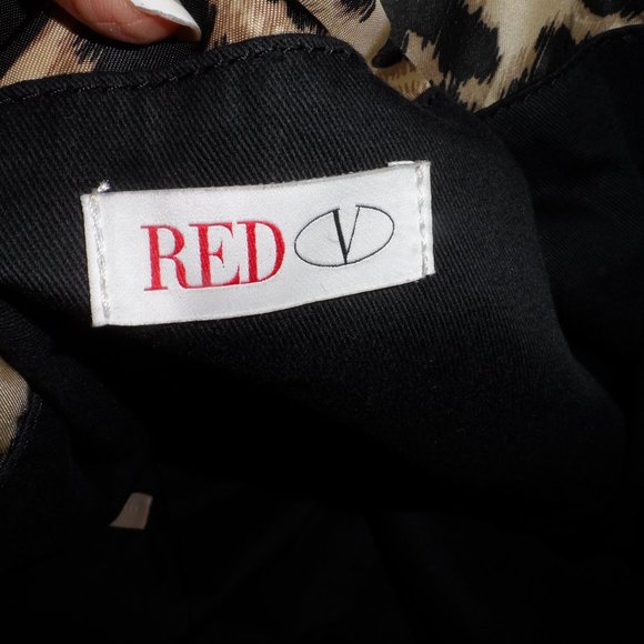 Red Valentino Leopard Print Beige/Black Tote Bag w/Leather Trim - Picture 11 of 16